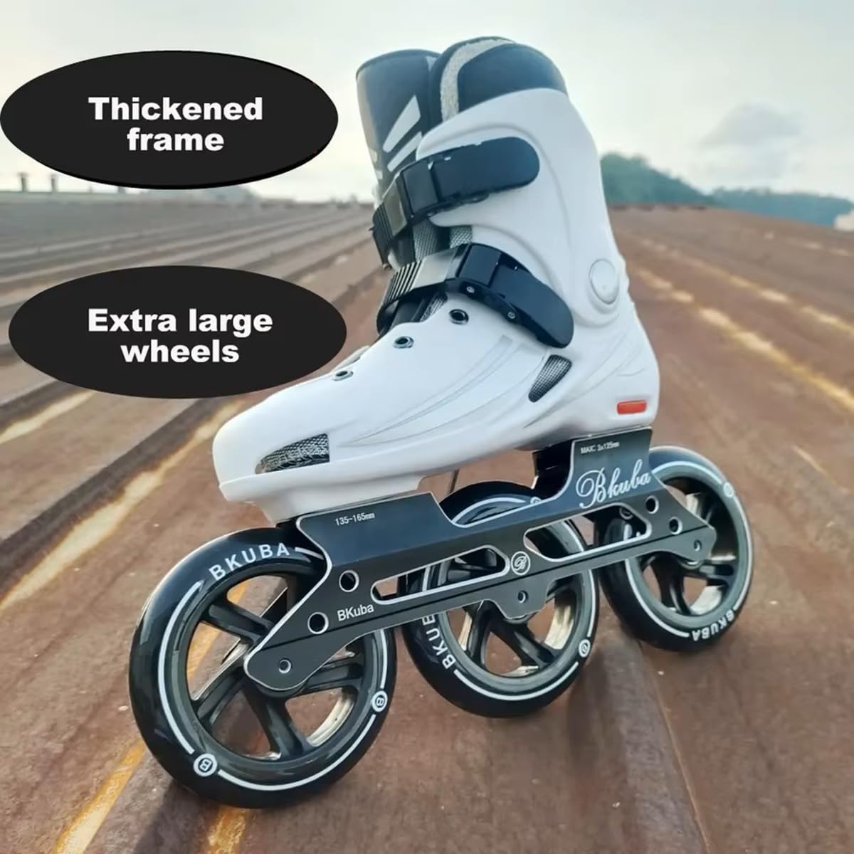 Patines En Línea Profesionales 3 Ruedas 125 mm ABEC-7 Cross Country Velocidad Adultos Negro Talla 45