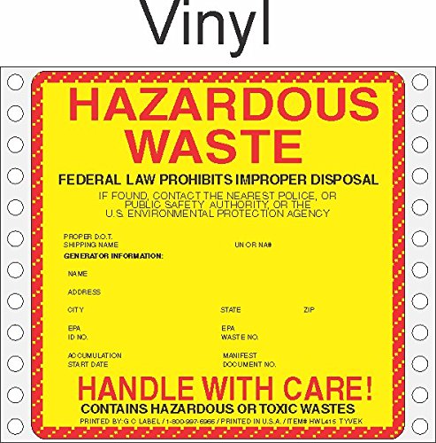 GC Labels-HWL415V, Hazardous Waste Vinyl Labels HWL415V, Package of 500 ...