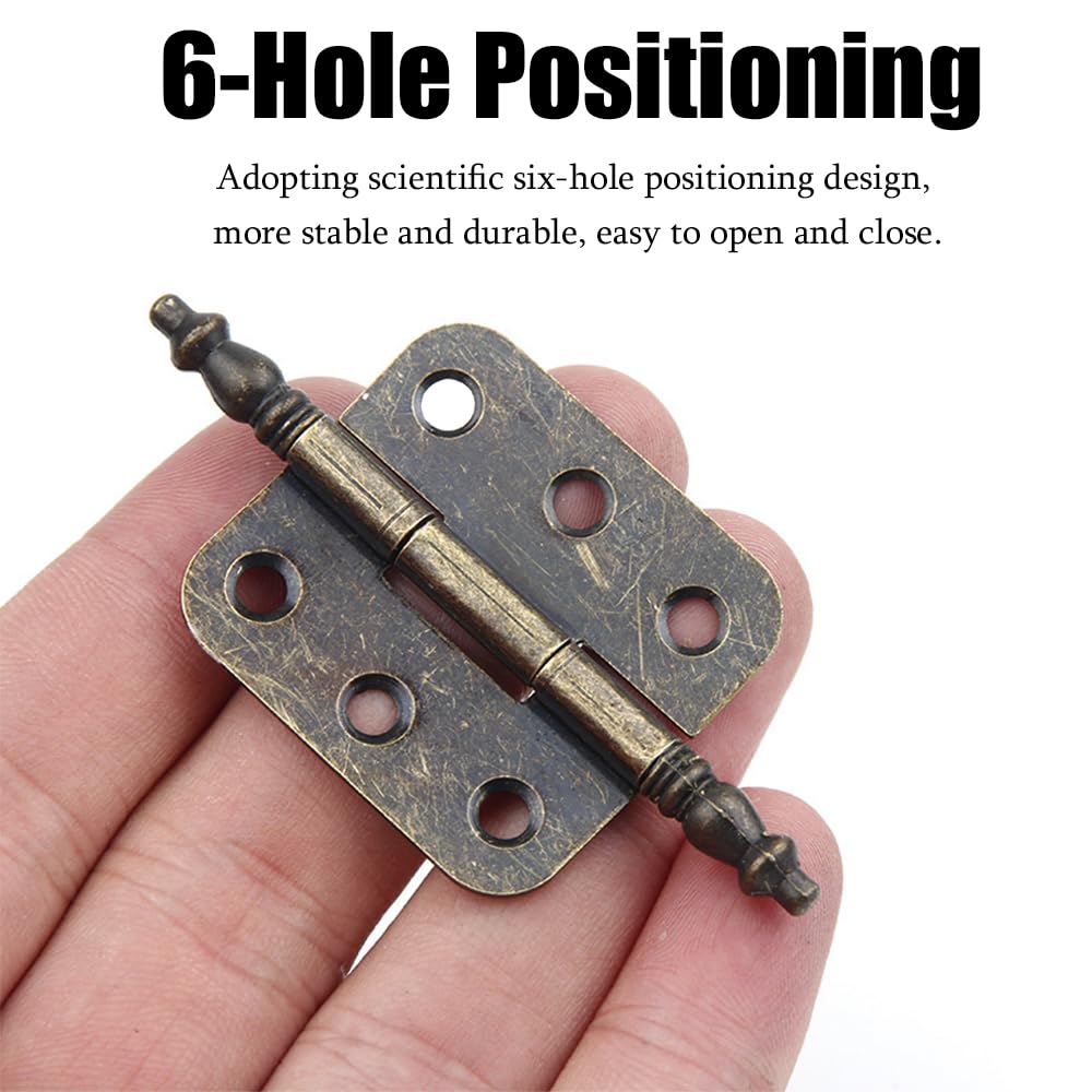 6Pcs Antique Bronze Mini Hinges, 36 x 70mm, 6 Holes - Image 4