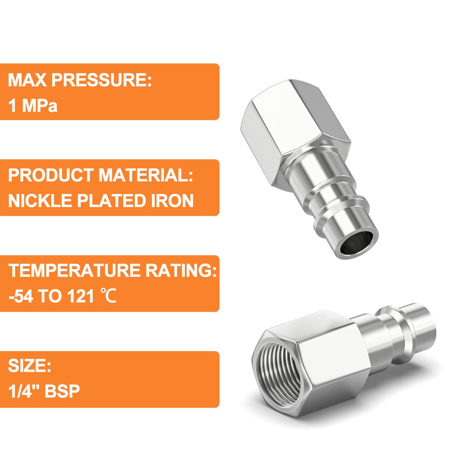 GASHER 2PCS 1/4 Inch Air Line Connectors, 1/4" BSP Female Thread Euro Airline Hose Compressor Fittings - Image 4