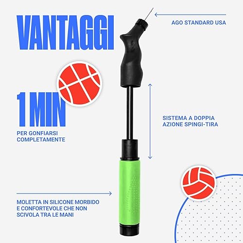 Miniatura 3 de SPORTBIT - Bomba para inflar pelotas deportivas - Sistema de inflado de empujar y estirar - Bomba de mano para todas las pelotas de ejercicio -