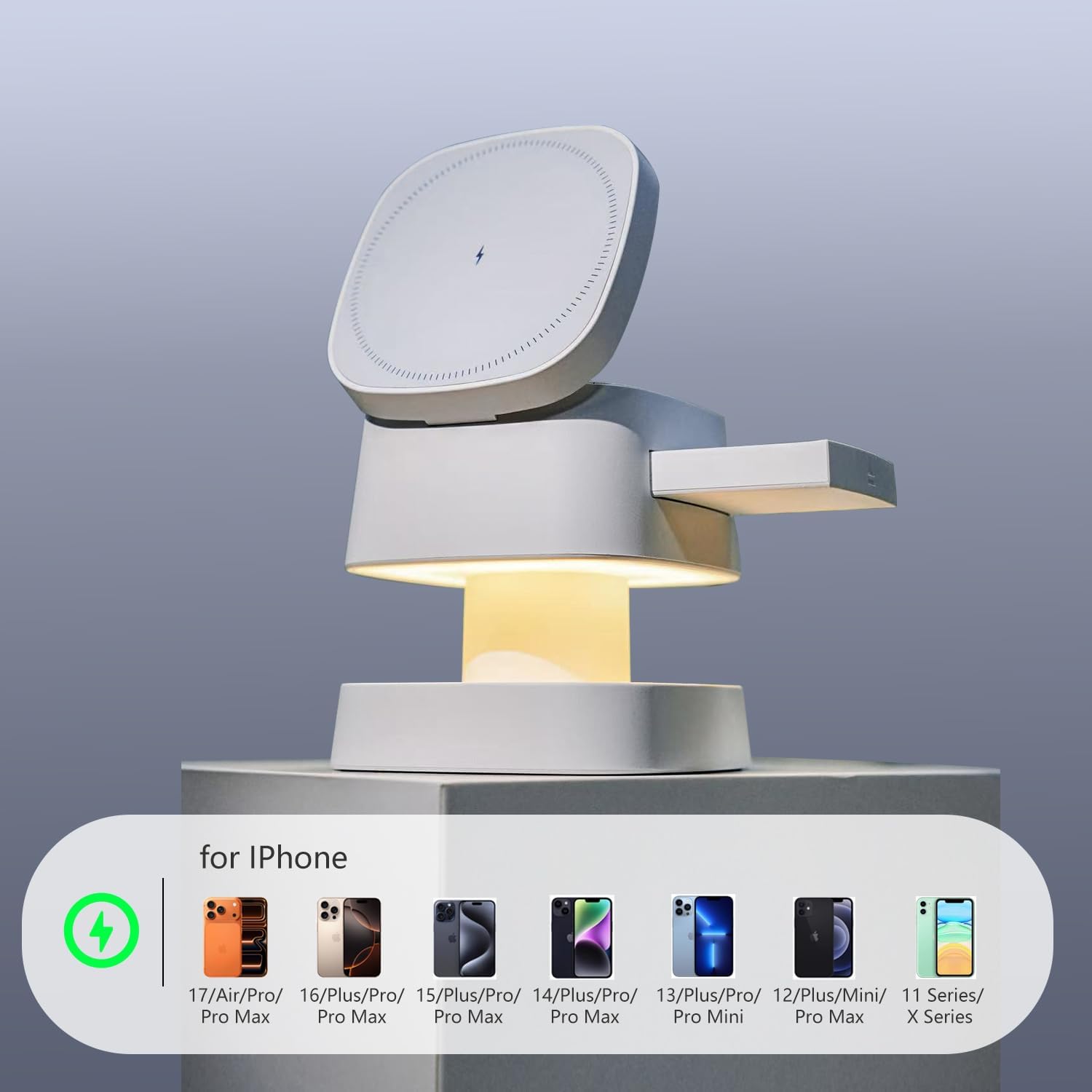 【2026 Upgraded】4 in 1 Wireless Charger, 3 in 1 Wireless Charging Station with Night Light for MagSafe Charger, 15W Magnetic Travel Stand for iPhone17/Air/Pro/Max/16/15/14/13/12, Apple iWatch, Airpods - Image 6