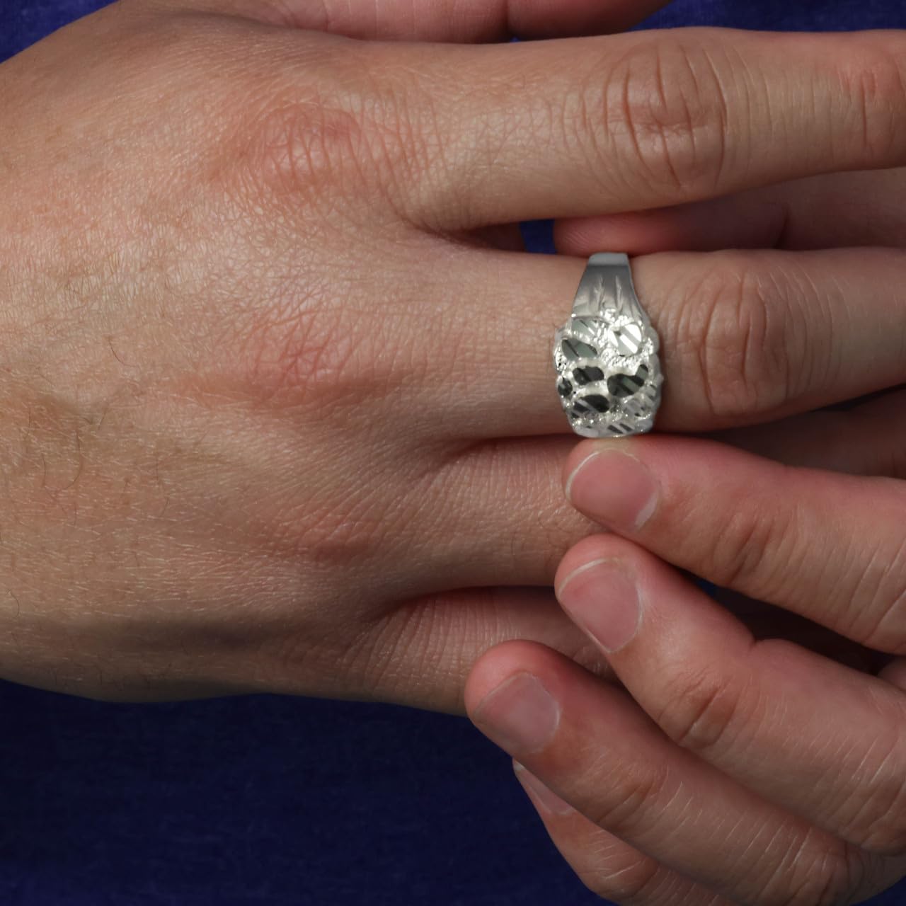.925 Sterling Silver Textured 13mm Men's Nugget Ring | Available in Sizes 6-16
