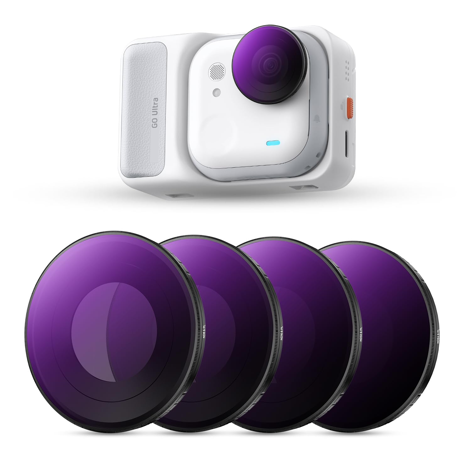 K&F CONCEPT Zestaw filtrów ND PL kompatybilny z Insta360 Go Ultra, ND8/PL+ ND16/PL+ ND3/PL+ ND64/PL 4-pak filtr polaryzacyjny o neutralnej gęstości, szkło optyczne HD, wielowarstwowa, metalowa rama