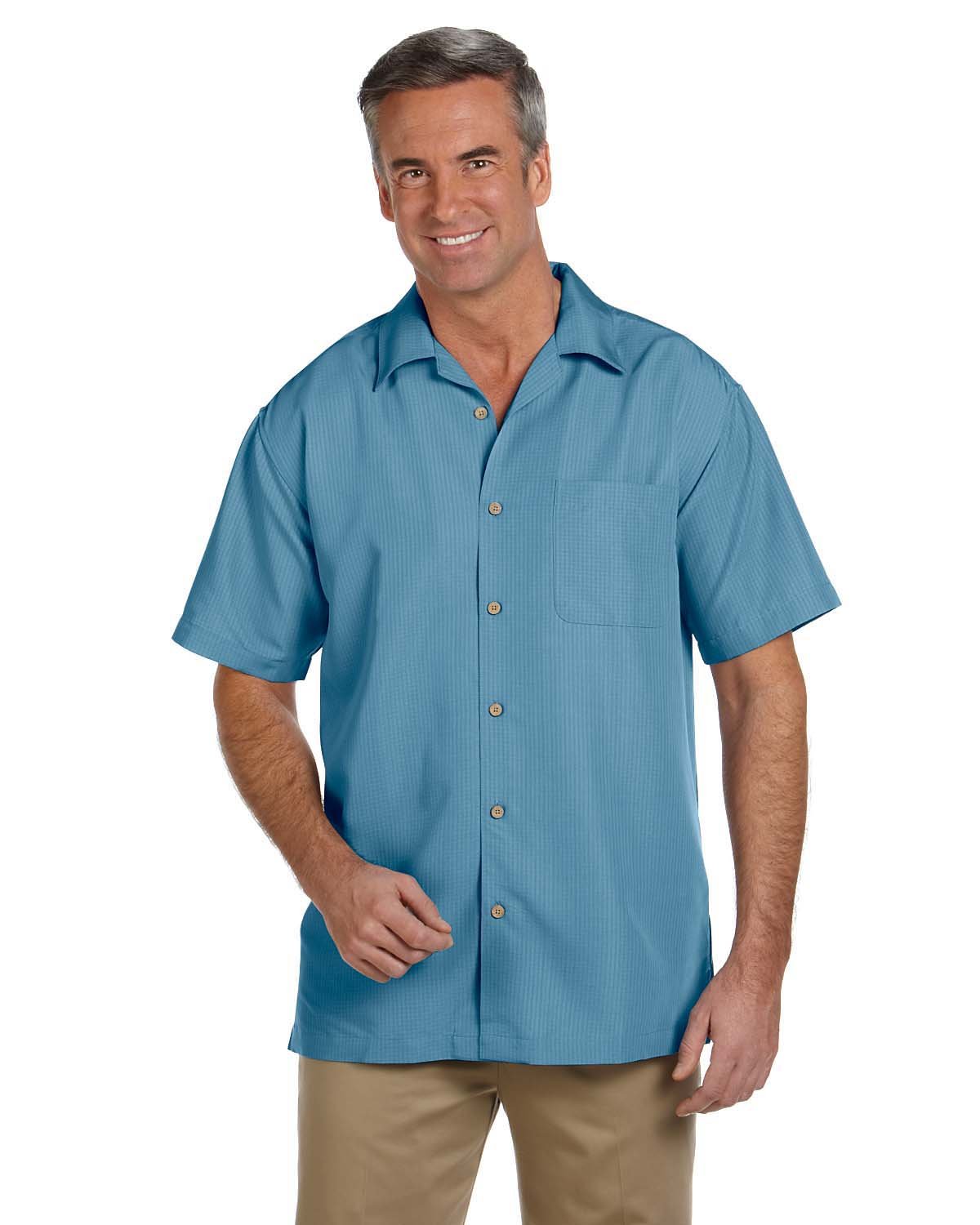 HarritonMen's Barbados Textured Camp Shirt >> XL,CLOUD BLUE