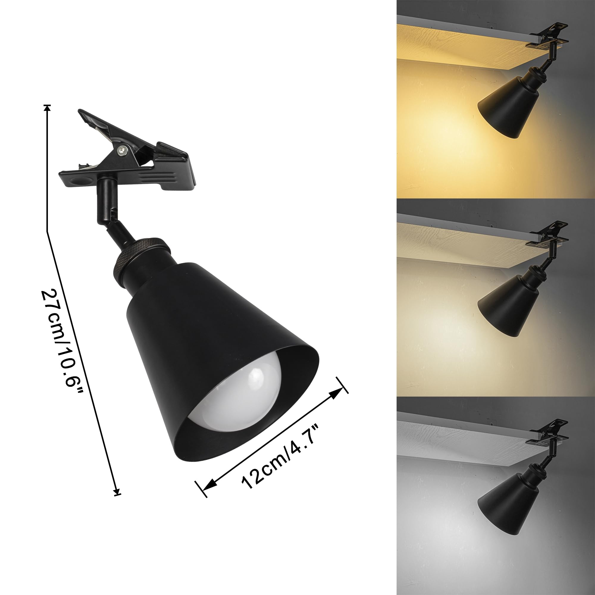 Verstellbare Klemmlampe mit Akku,LED Wandlampe innen, Dimmbar Nachttischlampe,Schreibtischlampe ideal für Flur Büro Heimgebrauch - 12x10CM - TD0679