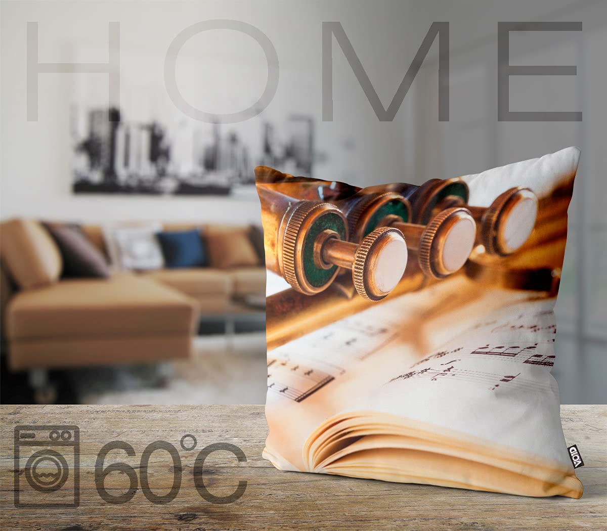 VOID Tromba Strumento Classico Cuscini federe Poliestere Impermeabile per Uso Outdoor e Indoor, Kissen Size:80 x 80 cm