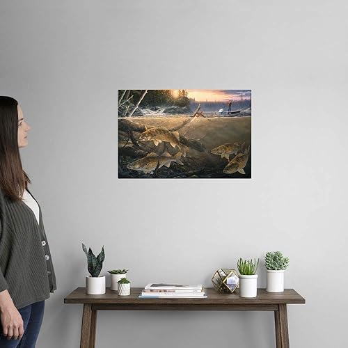 Miniatura 2 de GREATBIGCANVAS Walleye in The Wood Fine Art - Impresión sin marco, decoración del hogar de pesca, 24 x 16 pulgadas