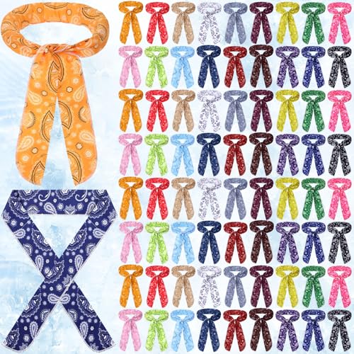 Silicherry 144 Pcs Cooling Neck Wraps Bulk, Paisley Neck Bandana Ice Scarf - image 1