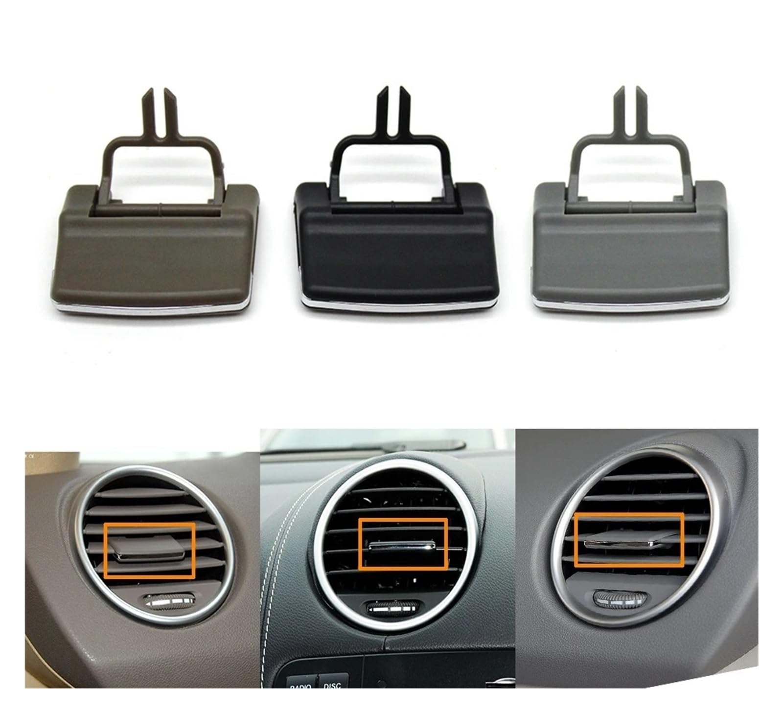 Aria Condizionata Bocchetta Di Ventilazione Per Benz W164 X164 ML GL 2005-2012 Auto Cruscotto Aria Condizionata Presa Pick AC Griglia Di Sfiato Tab Clip Di Riparazione Kit(2*Gray)