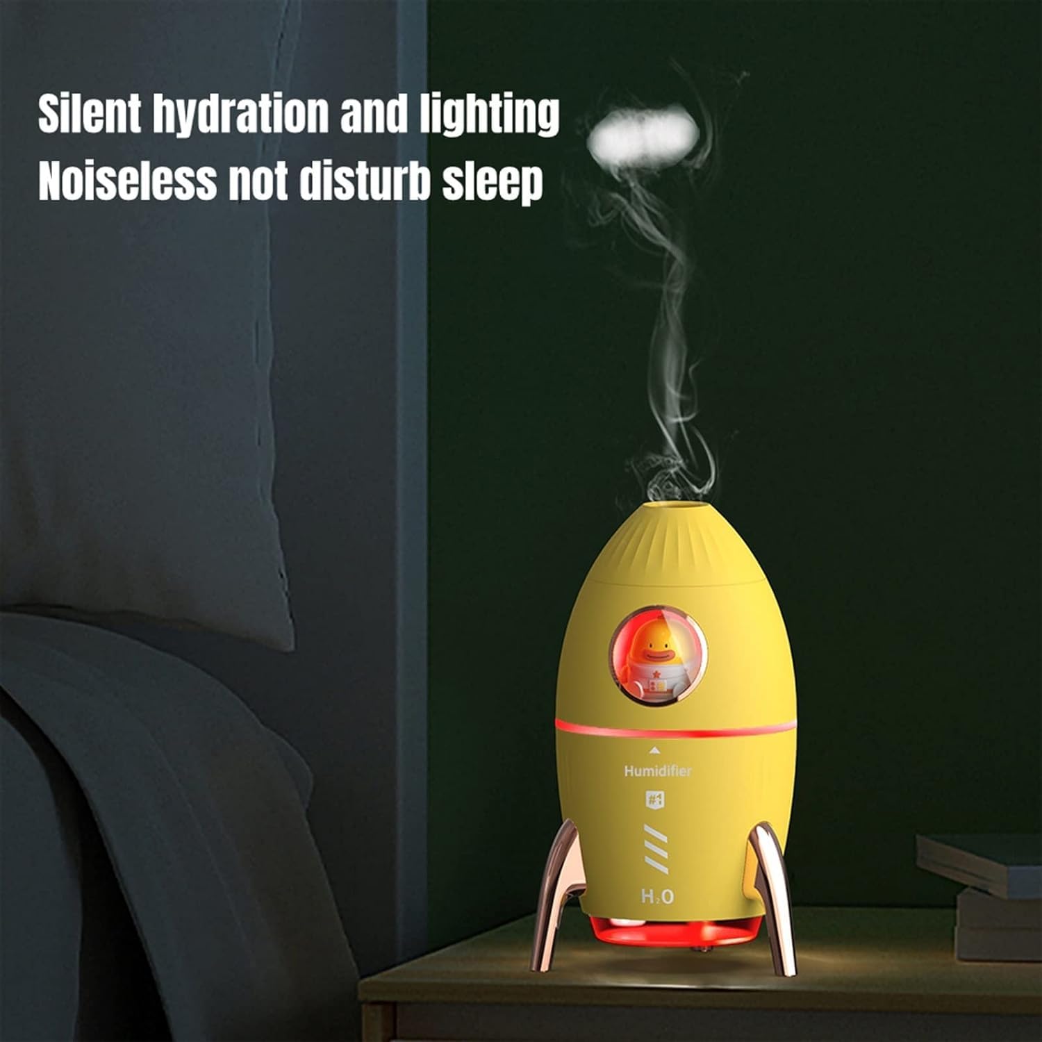 per Uso Domestico Umidificatori Umidificatore a Razzo Diffusore Elettrico for aromaterapia USB Diffusore di Olio Essenziale a Nebbia Fredda ad ultrasuoni Umidificatori for Camera da Letto(B)