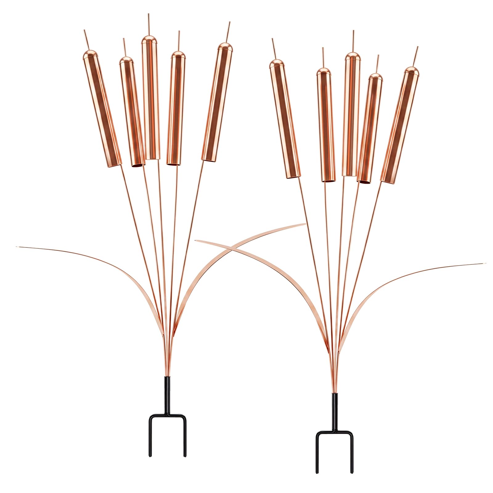 Cattail Wind Chimes Copper,Metal Cattail Wind Chime Garden Stake,Novelty Cattails Windchimes Copper,Rustic Plant Decorative Stake for Outdoor Pathway,Yard,Garden Patio Decor