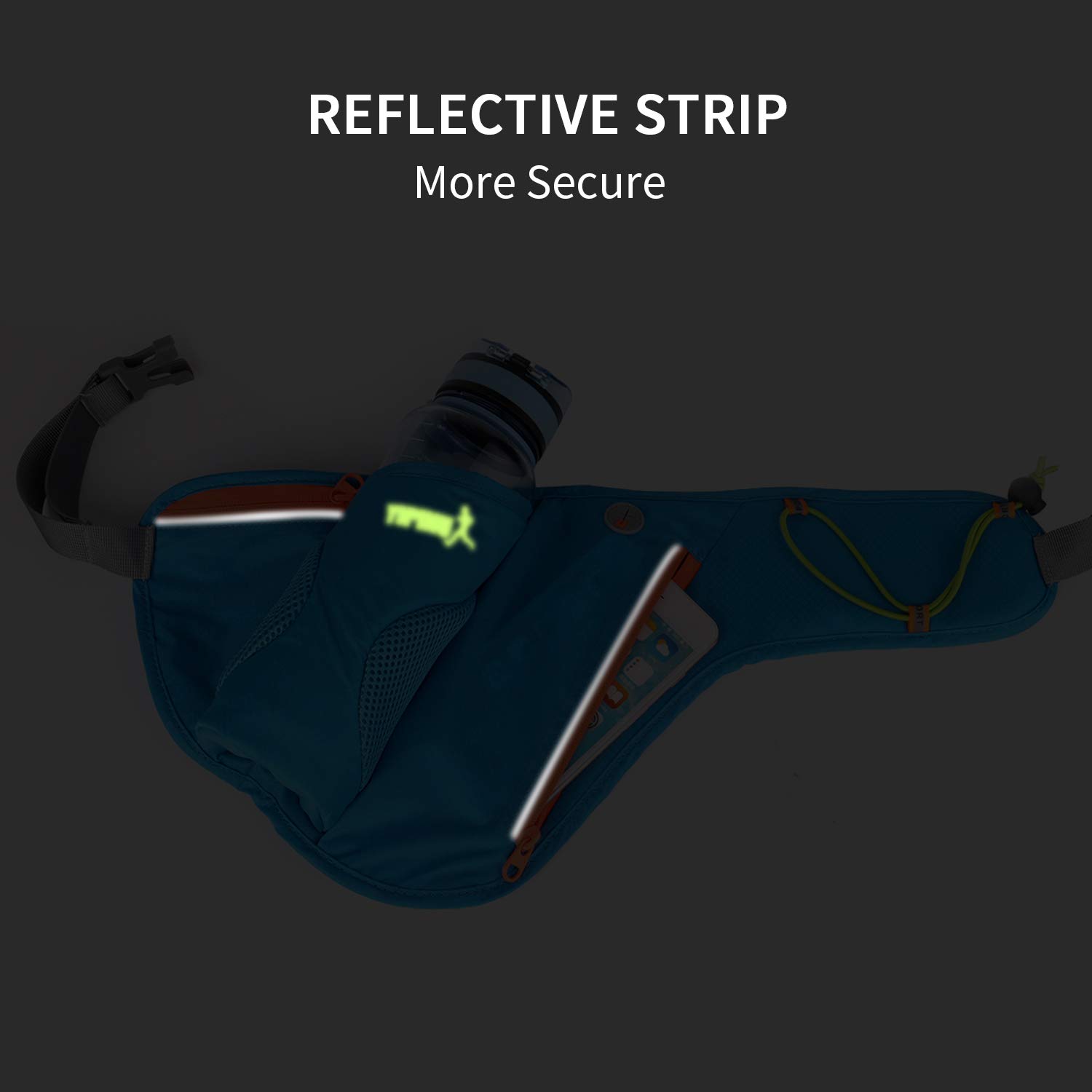 FANDARE Sacs Bananes Sacs Bananes de randonnée Sacoche Banane Sport Ceinture de Course avec Porte Bouteille Fanny Pack pour Gym, Jogging, Escalade, Voyage Sling Bag Wasserdicht Nylon
