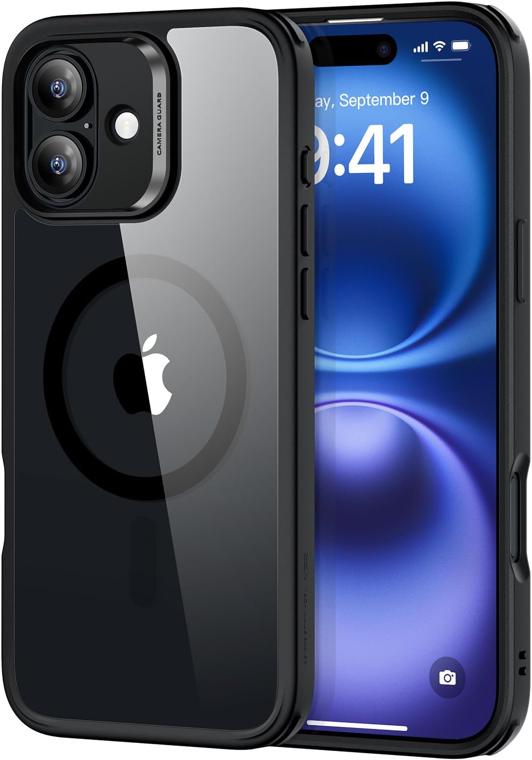 ESR for iPhone 16 Plus Case, Compatible with MagSafe, Shockof Military-Grade tection, Magnetic Phone Case for iPhone 16 Plus, Classic Hybrid Case (HaloLock), Clear Black