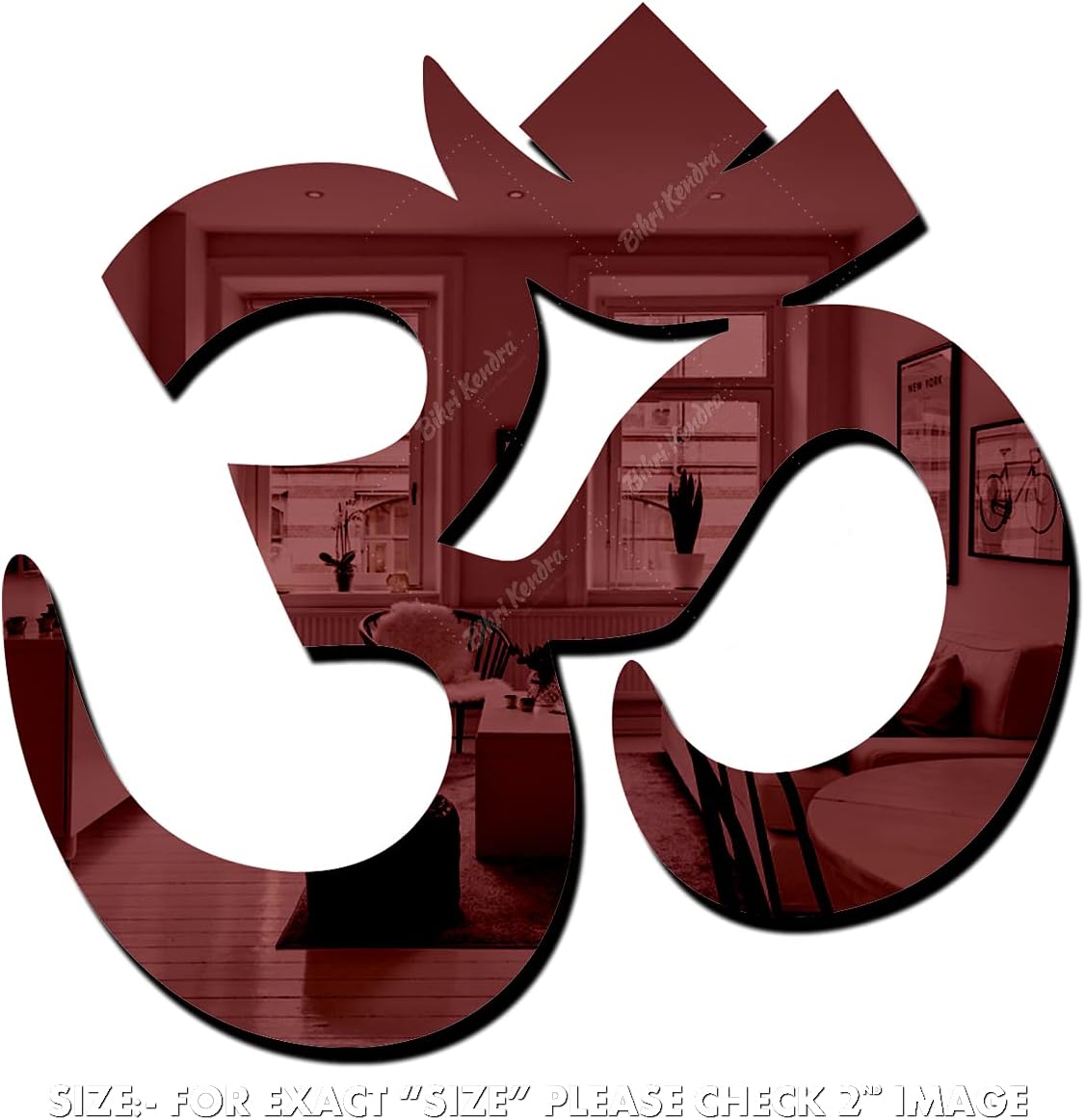 Om Brown (Pack of 2) Mirror Stickers for Wall, Acrylic Mirror Wall Decor Sticker, Stickers, Acrylic Stickers, Om Wall Stickers for Hall Room, Bed Room, Kitchen