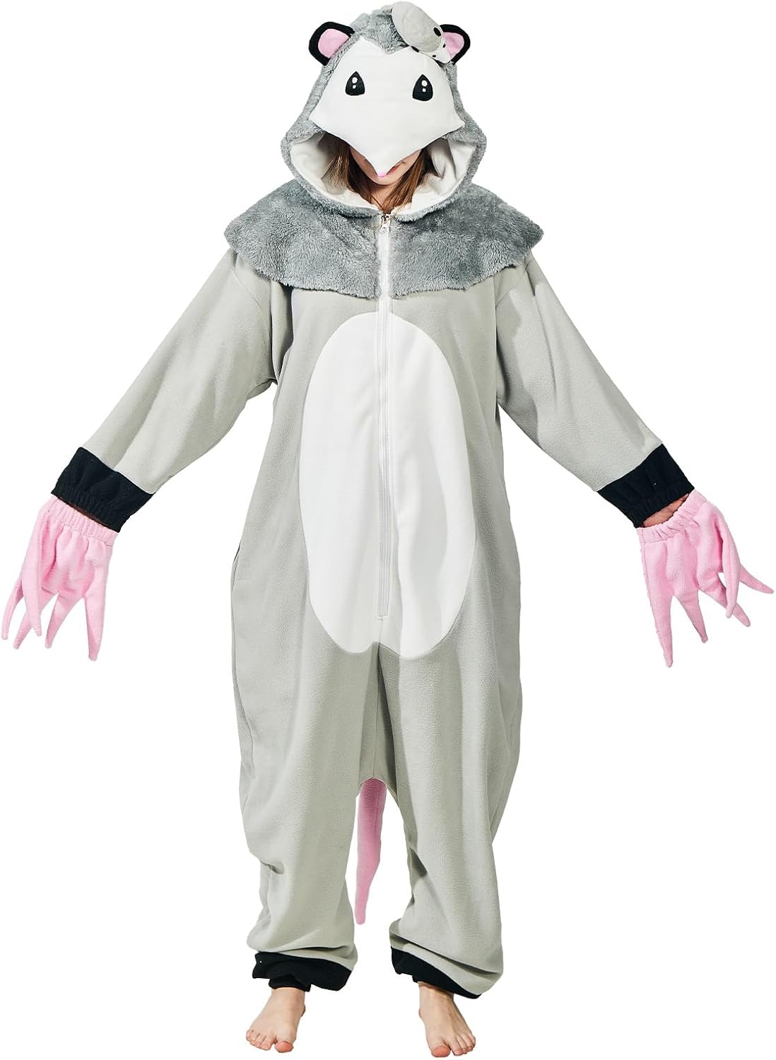 Cute Opossum Onesie Pajamas Adult Halloween Cosplay Christmas Novelty Nightwear Carnival Costume - Image 4