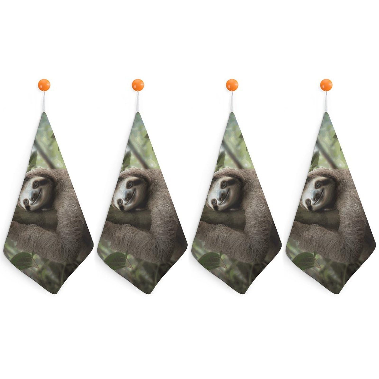 LDGSUPH Sloth Animal Hand Towels Fashion Hand Face Towel with Hanging Strap Absorbent Soft Decorative Towel Fade Resistant Cozy Face Cloths for Kitchen Gym Bathroom Towels 4PCS