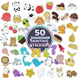 50 Kawaii Diamond Painting Stickers - Kids Diamond Painting Kits for Kids with Holographic Diamond A