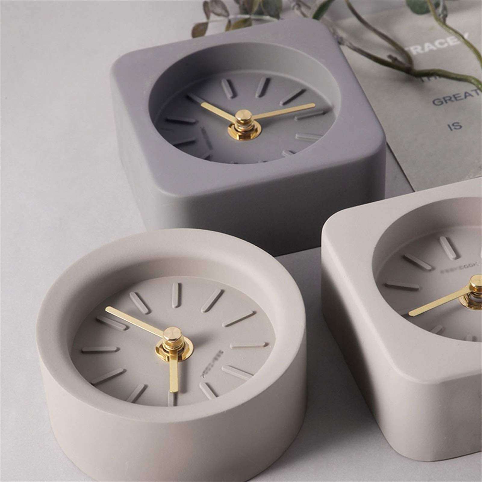 Reloj de Mesa 3.9 Pulgadas Cemento Creativo Silencioso Geométrico