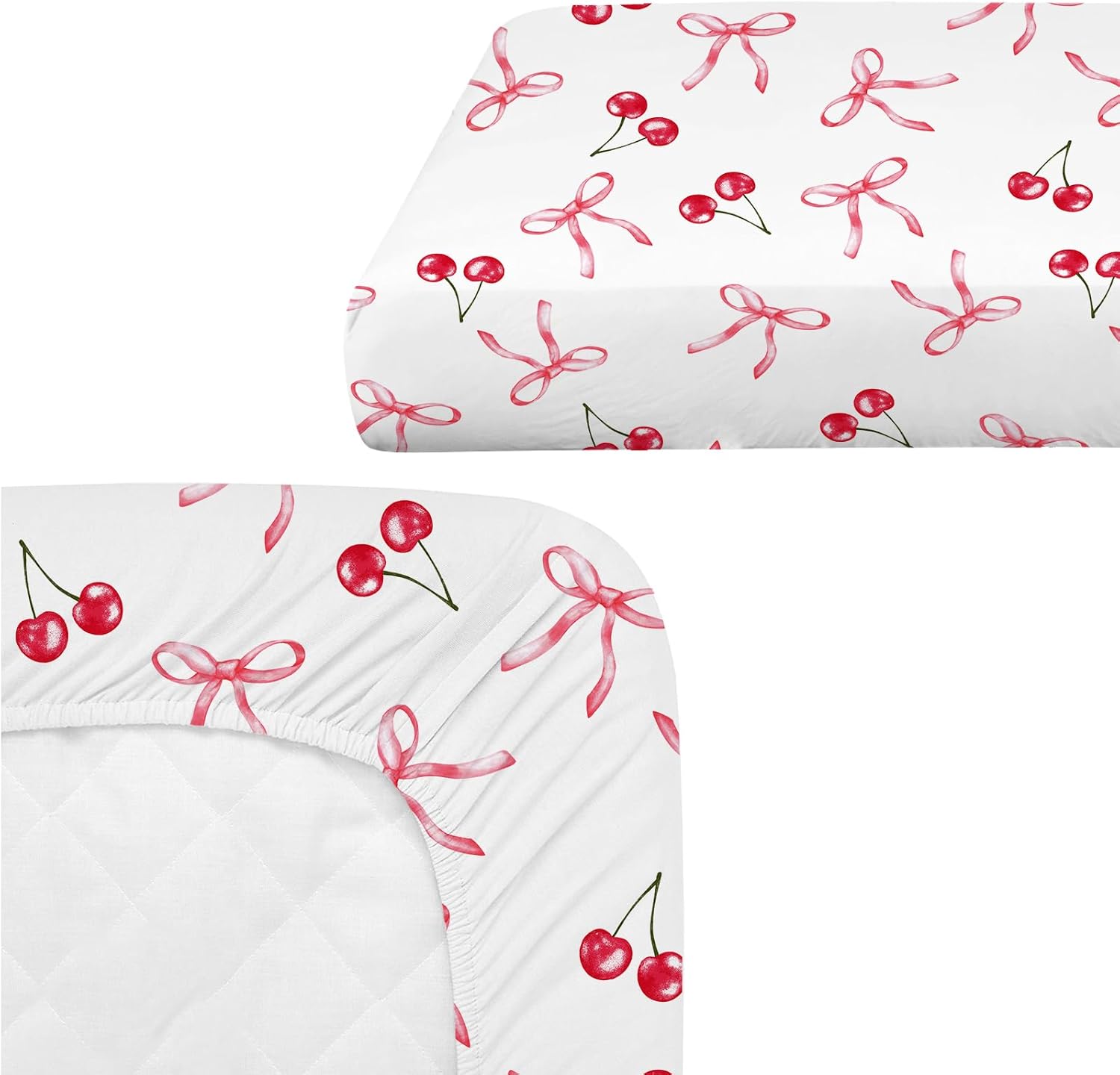 4 Pack Pink Bow Crib Sheet Set for Baby Girl, Soft Breathable Fitted Crib Sheet 28 x 52 in, Nursery Decor for Standard Crib and Toddler Bed Mattresses - Image 6