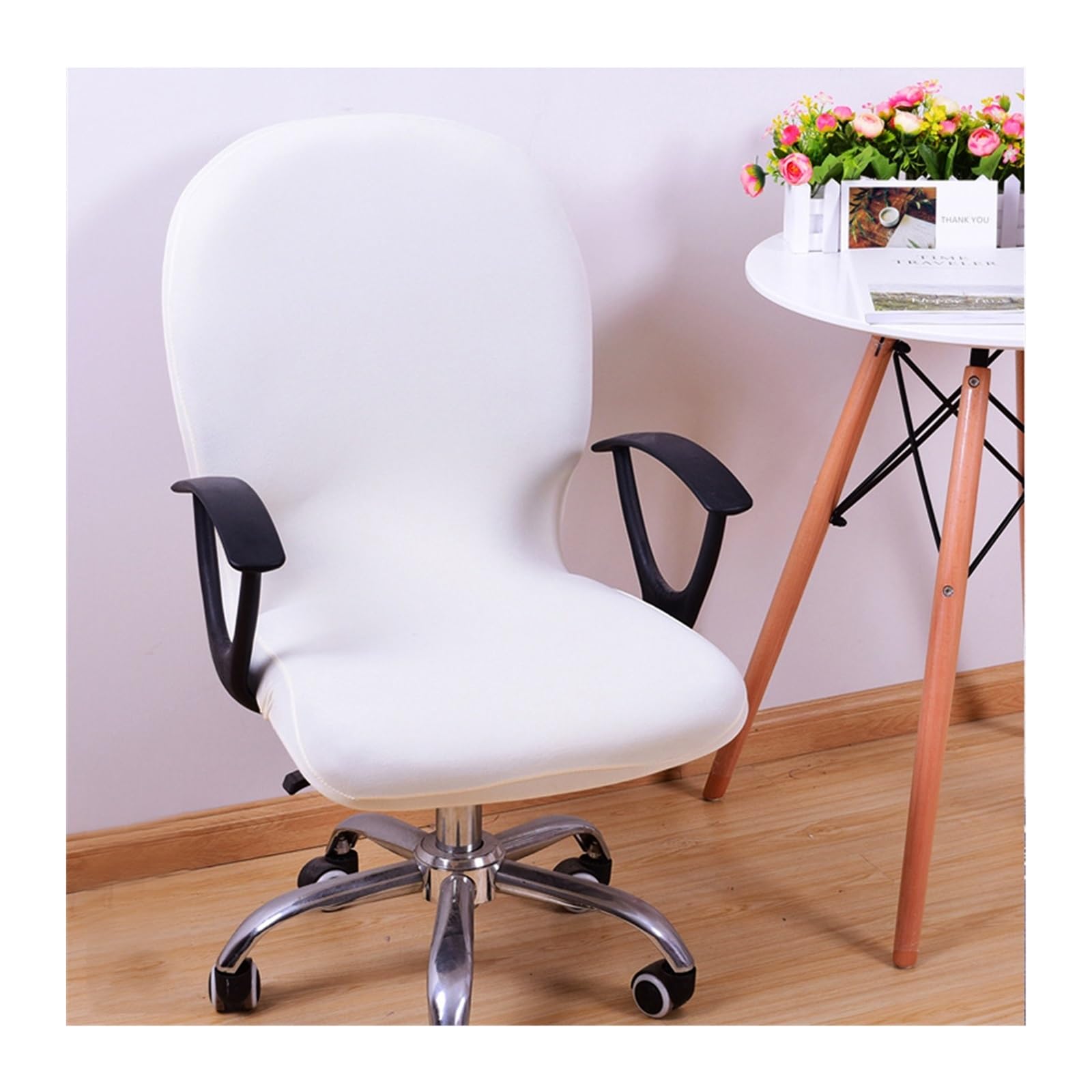 Fundas sillas Funda elástica para Silla de Oficina para Ordenador, Funda para Silla de Escritorio elástica de Spandex, Silla giratoria Cubierta de la Silla (Color : Beige)