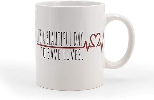 Surreal Entertainment Greys Anatomy Derek Shepherd Taza de café de cerámica | It's A Beautiful Day To Save Lives | Capacidad para 16 onzas