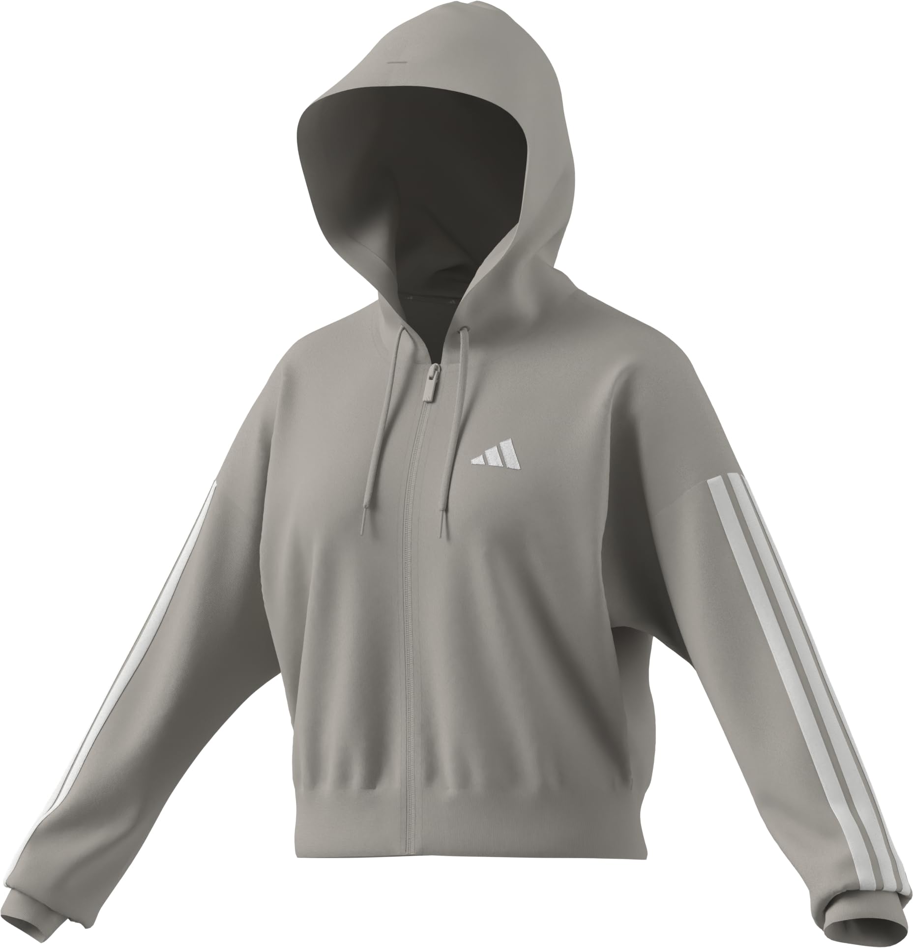 adidas Kobiety Essentials 3-Stripes French Terry Full Zip Hoodie Sweatshirt, wonder alumina/white, XXL