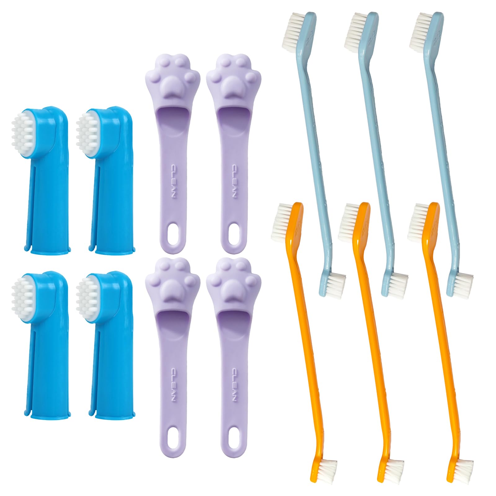14 Piezas Cepillo Dientes Perro, Cepillo de Dientes para Perros y Gatos, Doppia Testa Dientes para Perros, Cepillo Dedo de Silicona Suave, Limpieza Dental para Familias Mascotas (14 Piezas)