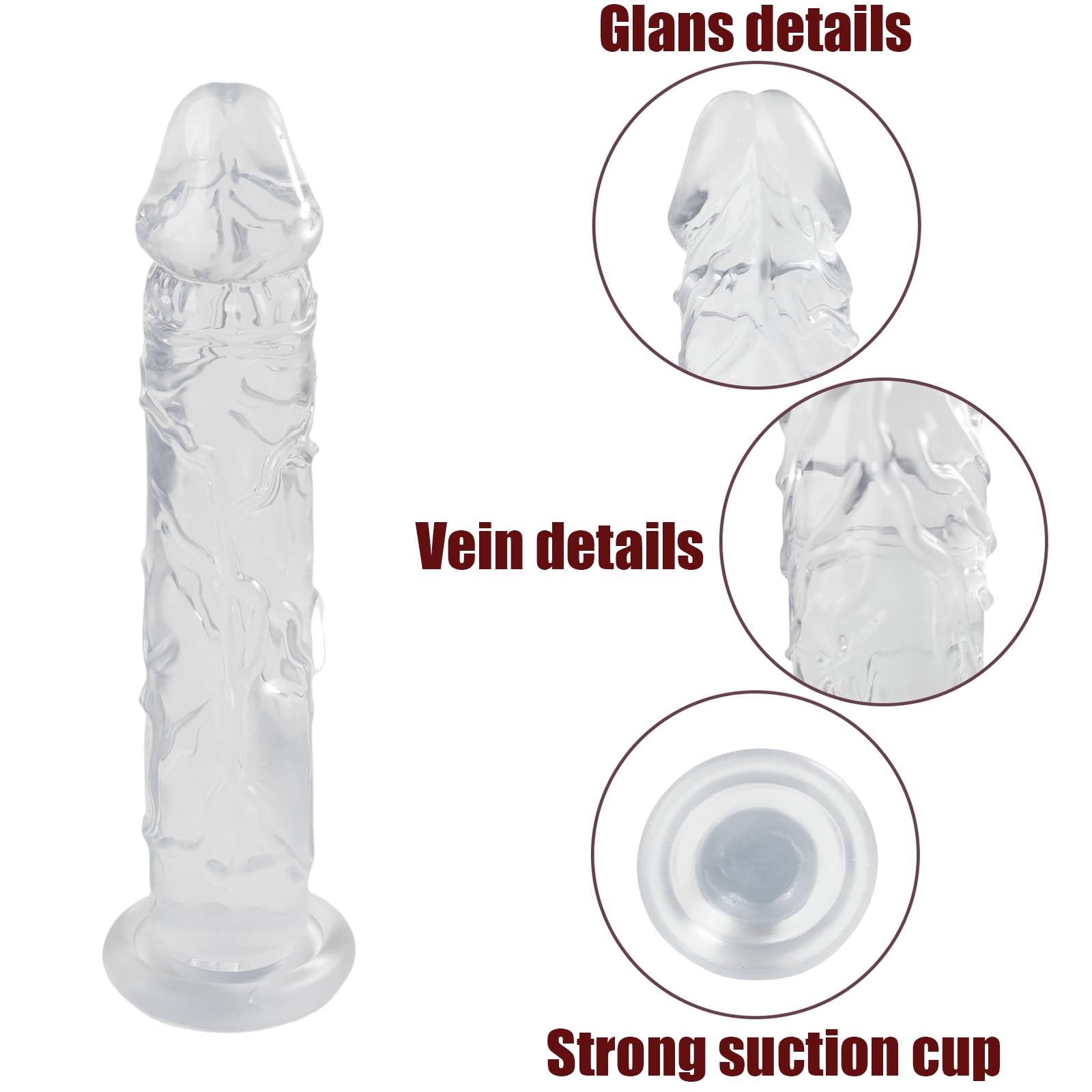 Strap On-Harness Lesbiche, Masturbatore Cintura con Cinghia Lesbica, Kit Realistico Strap On per Uomini e Donne Ventosa con Cintura, Dildo Realistici Sex Toys Anali, con Dildo Trasparente da 21.5cm, L