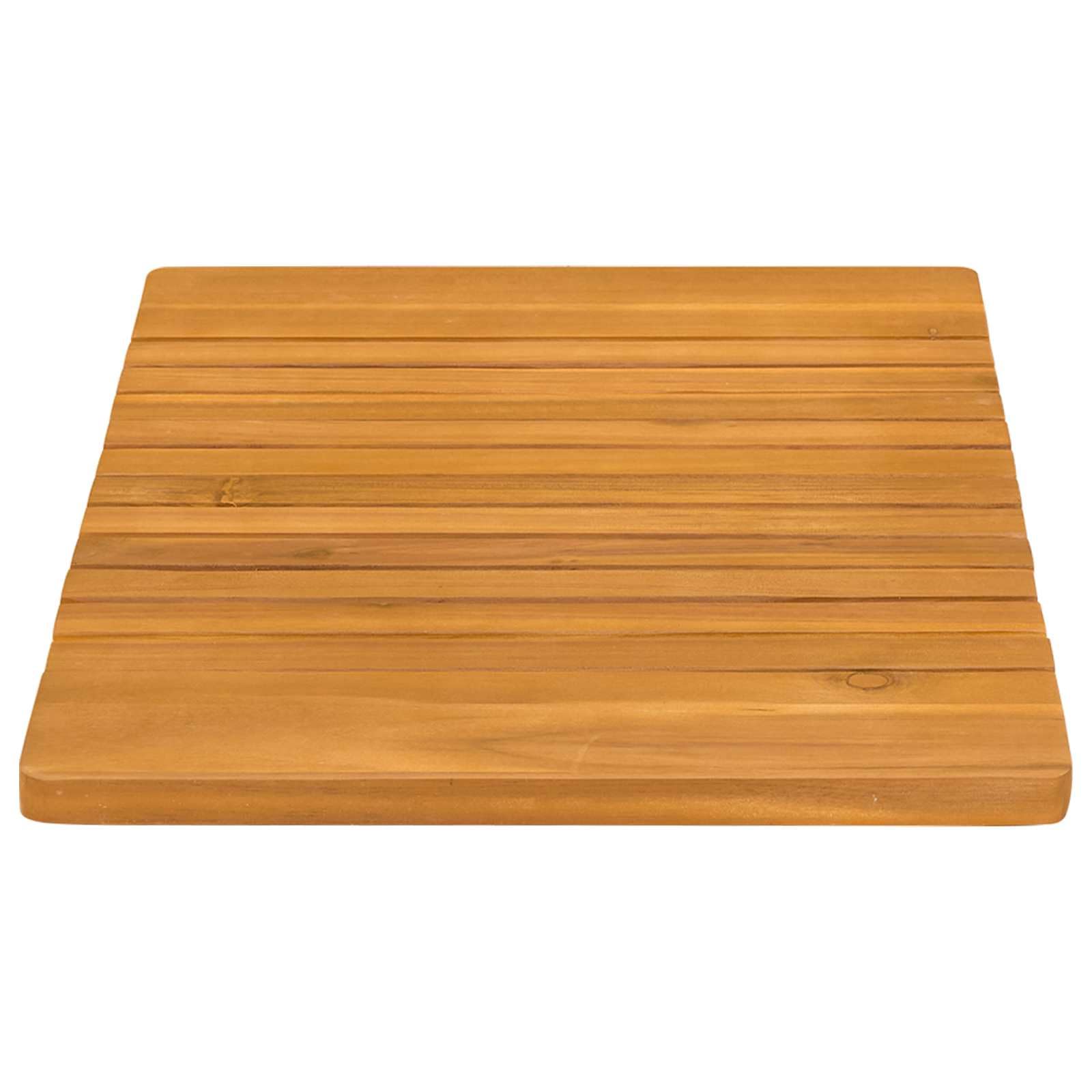Alfombra de baño de madera de acacia maciza, marrón, 59 x 40 cm, antideslizante, impermeable, ventilada, para baño y balcón, fácil de limpiar, adecuada para baño, duradera y elegante