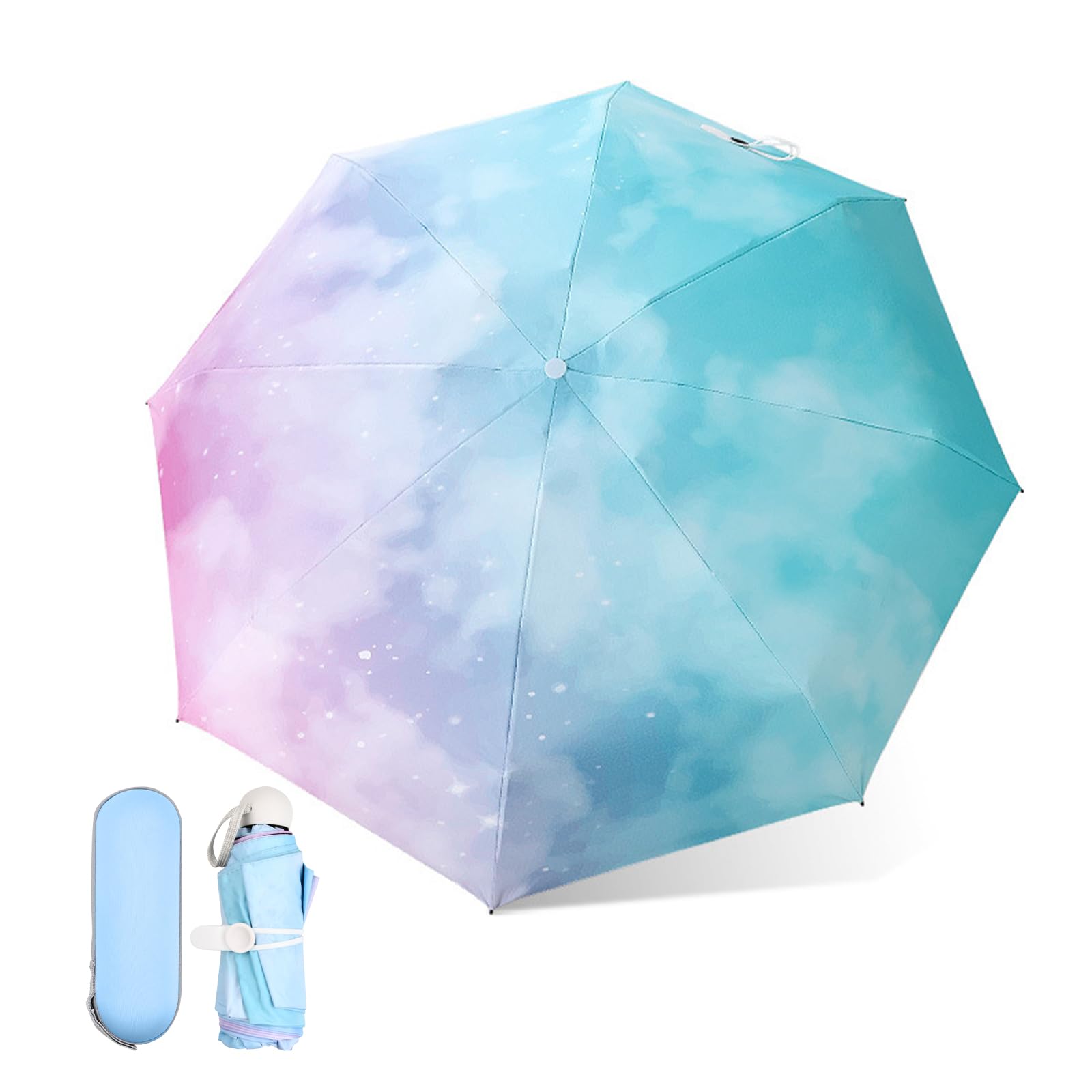 Parasol kieszonkowy z 8 żebrami, mini parasol z pudełkiem na kapsułki, składany parasol UV, ochrona przed słońcem, ochrona przed promieniowaniem UV, kompaktowy parasol podróżny,