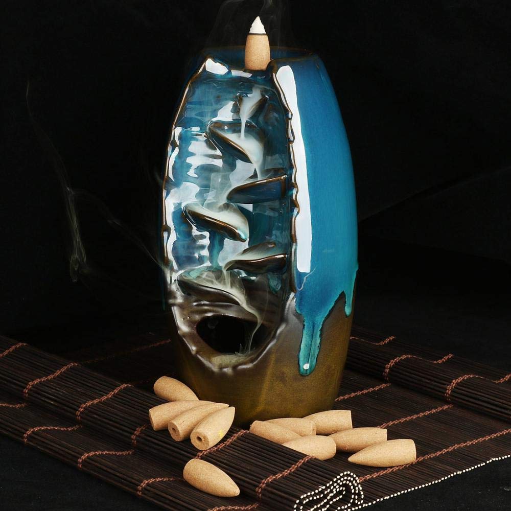 Bruciatore di incenso realizzato a mano, con 60 coni in elegante confezione regalo, decorazione per la casa, regalo artigianale