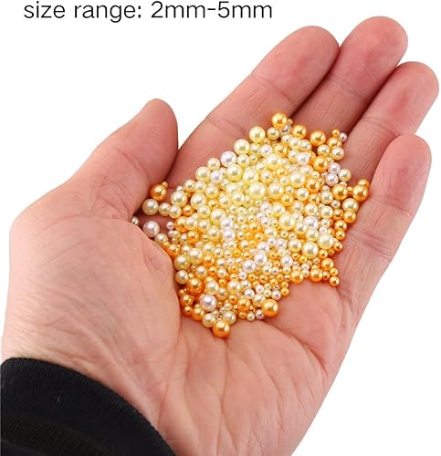 Miniatura 2 de CCINEE 1500 cuentas de perlas de tamaño mini para slime, cuentas de plástico sintético, kits de suministro de limo casero, champán