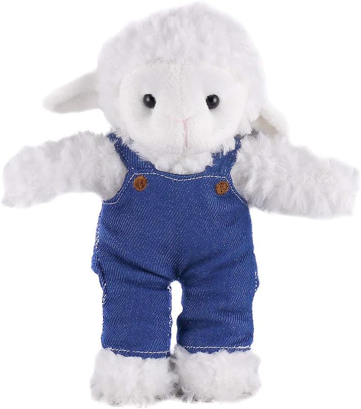 Plushland Stuffed Animal with Blue Jean Overalls Personalized Gift, Soft Coveralls Toys Great Present for Valentine Day, Graduation, Birthday,Anniversary, get Well,Christmas Home decor Office 12 Inch.
