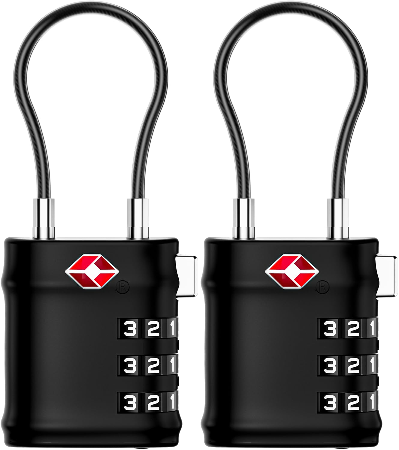 LUGGEX TSA Locks for Luggage, Luggage Locks TSA Approved, Black, 2