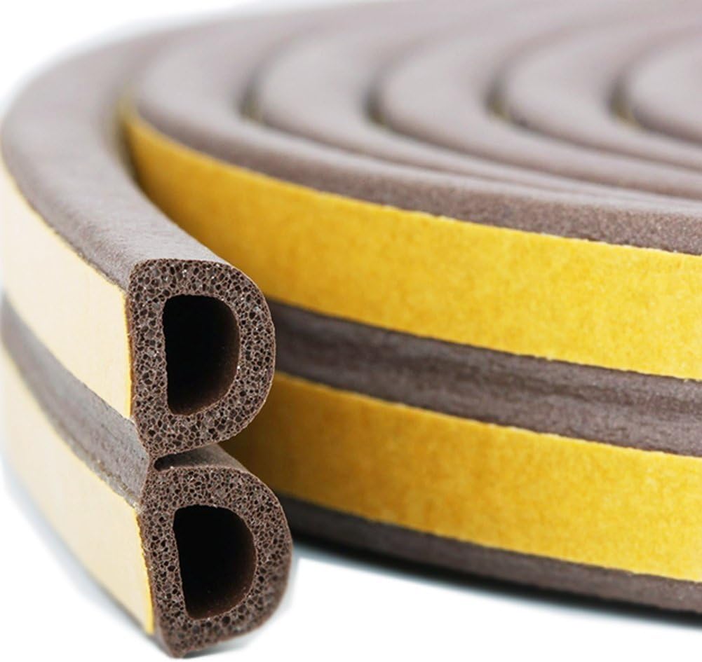 20Ft Door Seal Weather Stripping, Window Rubber Seal Strip Self Adhesive Foam Tape for Door Window Gap and Wind Blocker, 3/8-Inch x 1/4-Inch x 20-Feet (Brown)