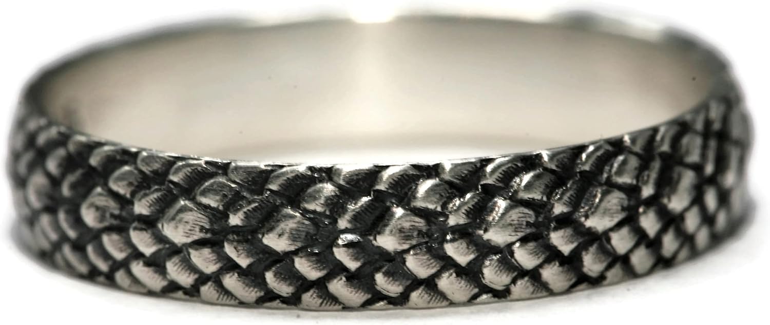 Salish Sea Inspirations Dragon Scale Pattern Ring 925 Sterling Silver