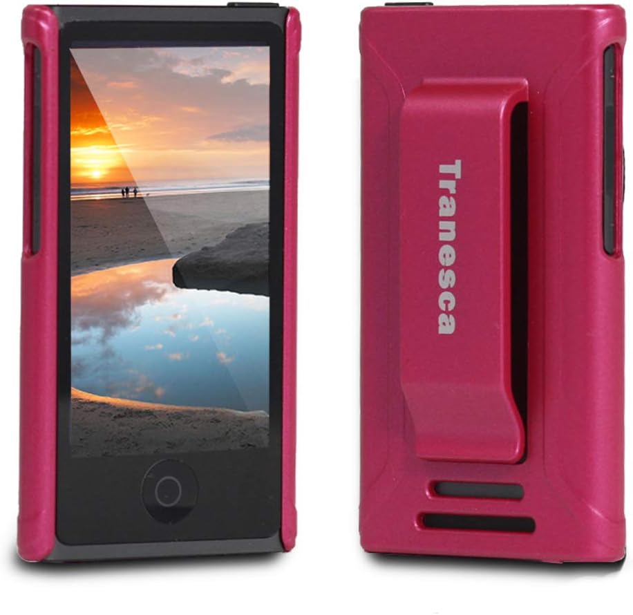 iPod Nano 7 case,Tranesca iPod Nano 7th & 8th Generation Rubber Cover Shell case with Belt Clip - Rosy Pink