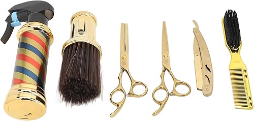 Juego de tijeras de peluquería, tijeras de adelgazamiento, cepillo plumero, kit de tijeras de corte de pelo, 6 piezas, soporte profesional para