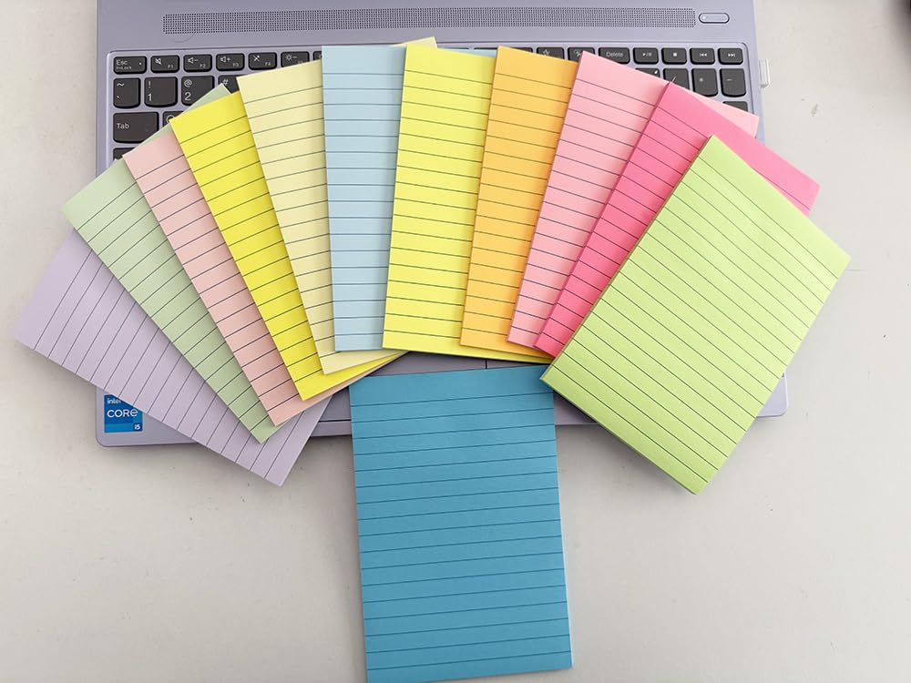 Notes Adhésives Lignes 10x15 cm (4x6 pouces) – Bloc de Liste de Choses à Faire pour Bureau, École – Amovible sans résidus