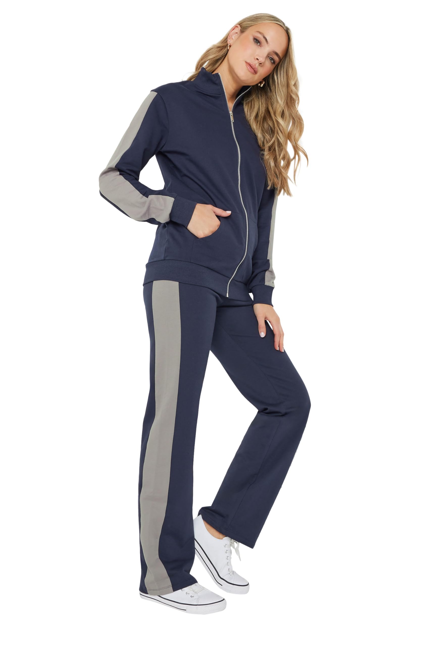 Long Tall Sally Women's Dark Navy Tall Side Stripe Joggers In | Size: 14XL