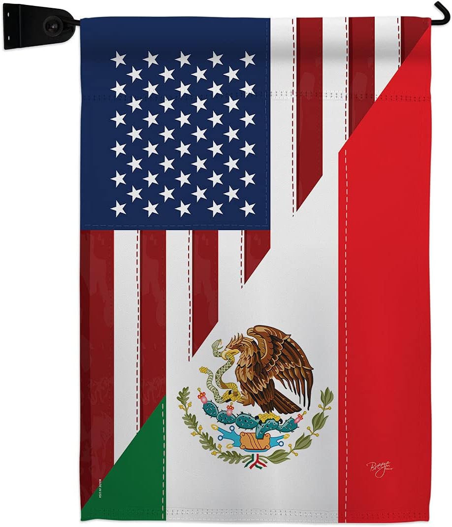 US Mexico Friendship Garden Flag Set Wall Hanger Regional USA American Alliance World Country Particular Area Small Decorative Gift Yard House Banner Made In 13 X 18.5