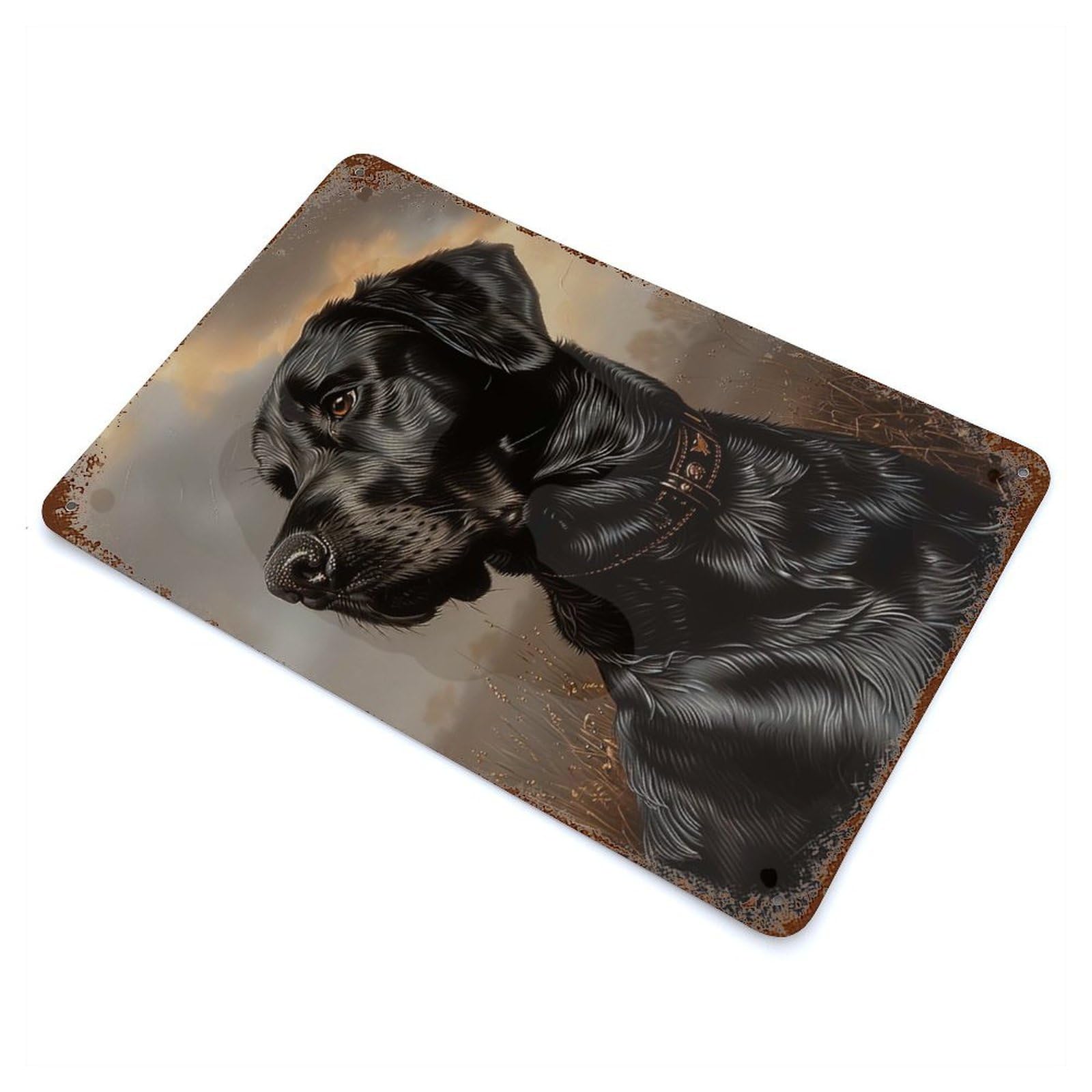 Vintage Rust Metal Sign Black Labrador Portrait 11.8"x7.9", Decorative Metal Wall Art for Basement, Hobby Room And Garage Decor