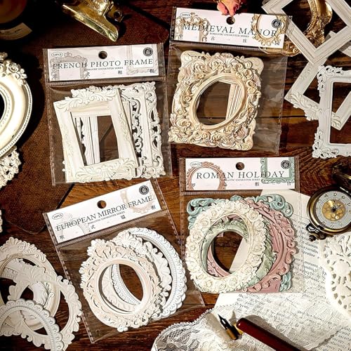 40 hojas de encaje marco scrapbook, vintage hueco en relieve,