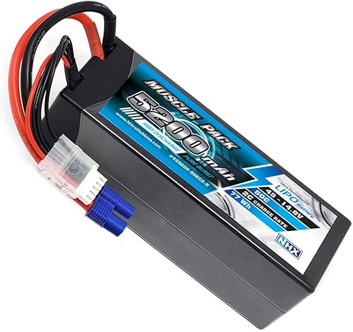 Miniatura 3 de NHX Muscle Pack 4S 14.8V 5200mAh 50C Estuche Duro Lipo Batería con Conector EC3