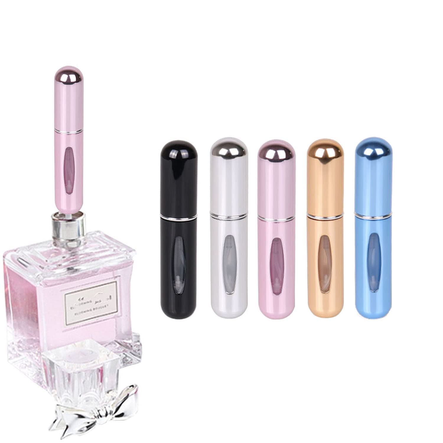Sagreeny 5 Pack Portable Perfume Atomizer, 5ml Mini Travel Perfume Atomizer,Refillable Perfume Spray, Refillable Perfume Atomizer Bottle, Perfume Dispenser Pump for Traveling and Outgoing