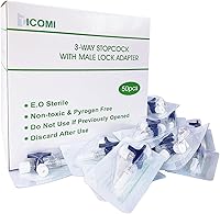 TICOMI 3-Way Stopcocks (50 Pack) - Sterilized Disposable Luer Lock Valves for Labs, DIY & School Projects
