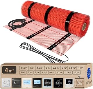 Elektrische Fußbodenheizung [160W/m²] (0.5m x 8m= 4,0m²) - Bodenheizung Elektrisch geeignet für Laminat, Fliesen & mehr - Elektro Fussbodenheizung - Elektrische Heizmatte Fußboden