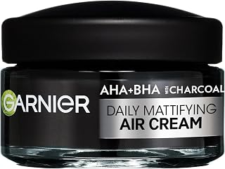 Garnier Crema Opacizzante 3-in-1, Per Pelli Grasse e Con Imperfezioni, Idratazione e Controllo del Sebo, Arricchita con AHA, BHA e Carbone, Pure Active Air Cream, 50 ml