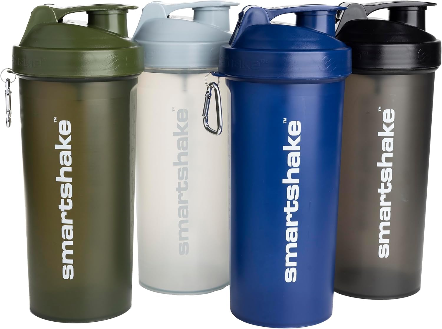 Smartshake Lite 4er-Pack Unisex Protein Shaker Flasche 800 ml | 27 oz – Fitness Shaker – Auslaufsicherer Schraubdeckel – BPA frei – Nebelgrau, Armeegrün, Schwarz, Marineblau